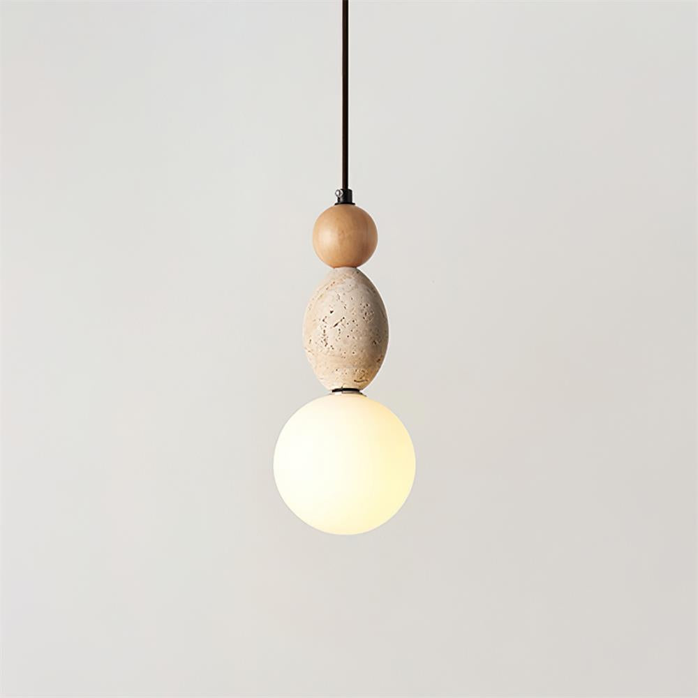 Suspension dimmable triple sphère en verre travertin