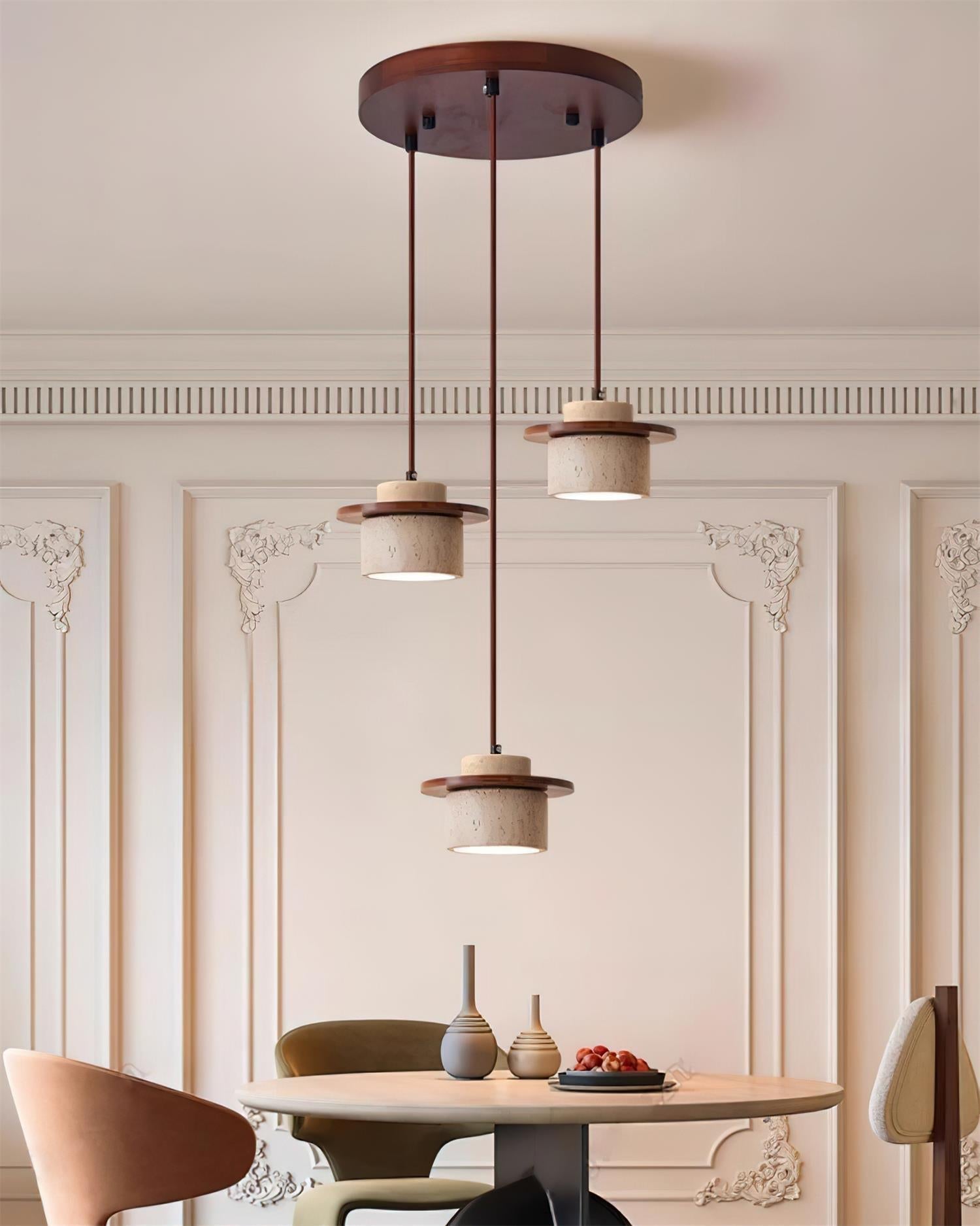 Ensemble de suspensions Lunara en travertin pour ambiance chaleureuse