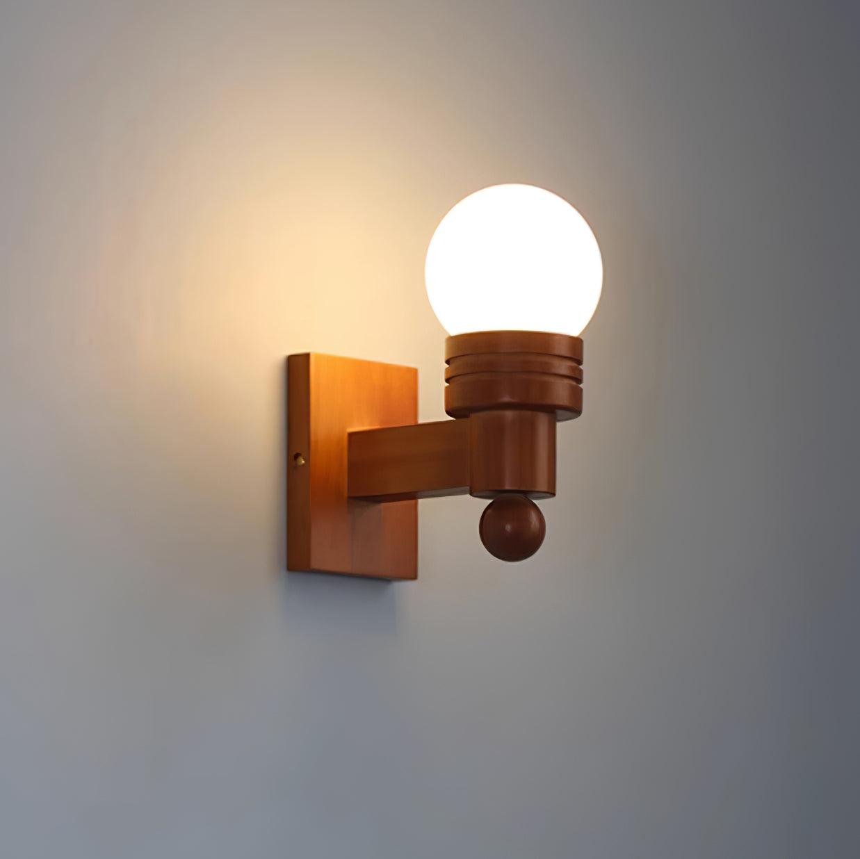 Lampe murale en noyer avec abat-jour en verre blanc, douille G9, classée pour zones humides