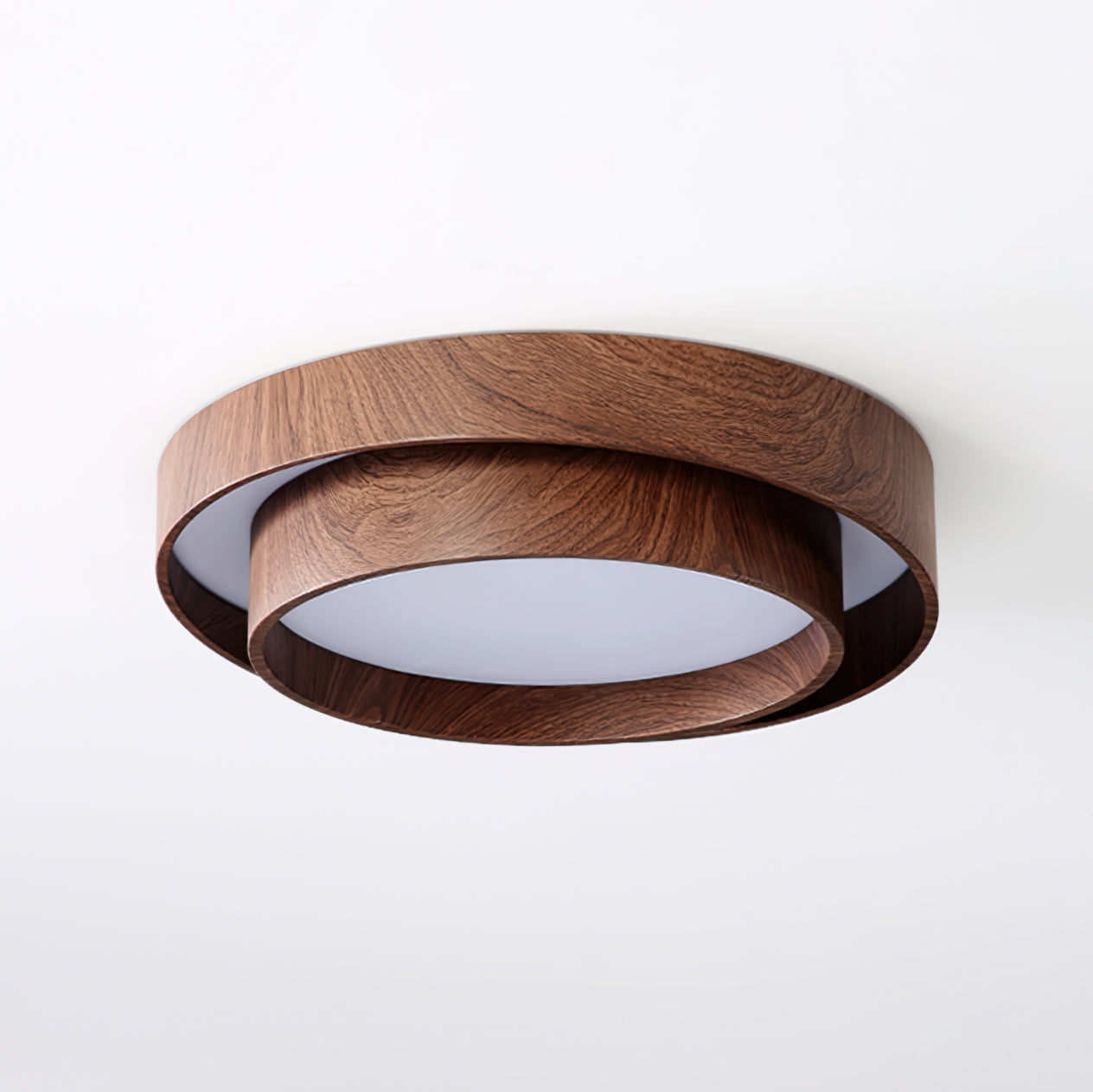 Doppelring Walnuss Geometrische Deckenleuchte