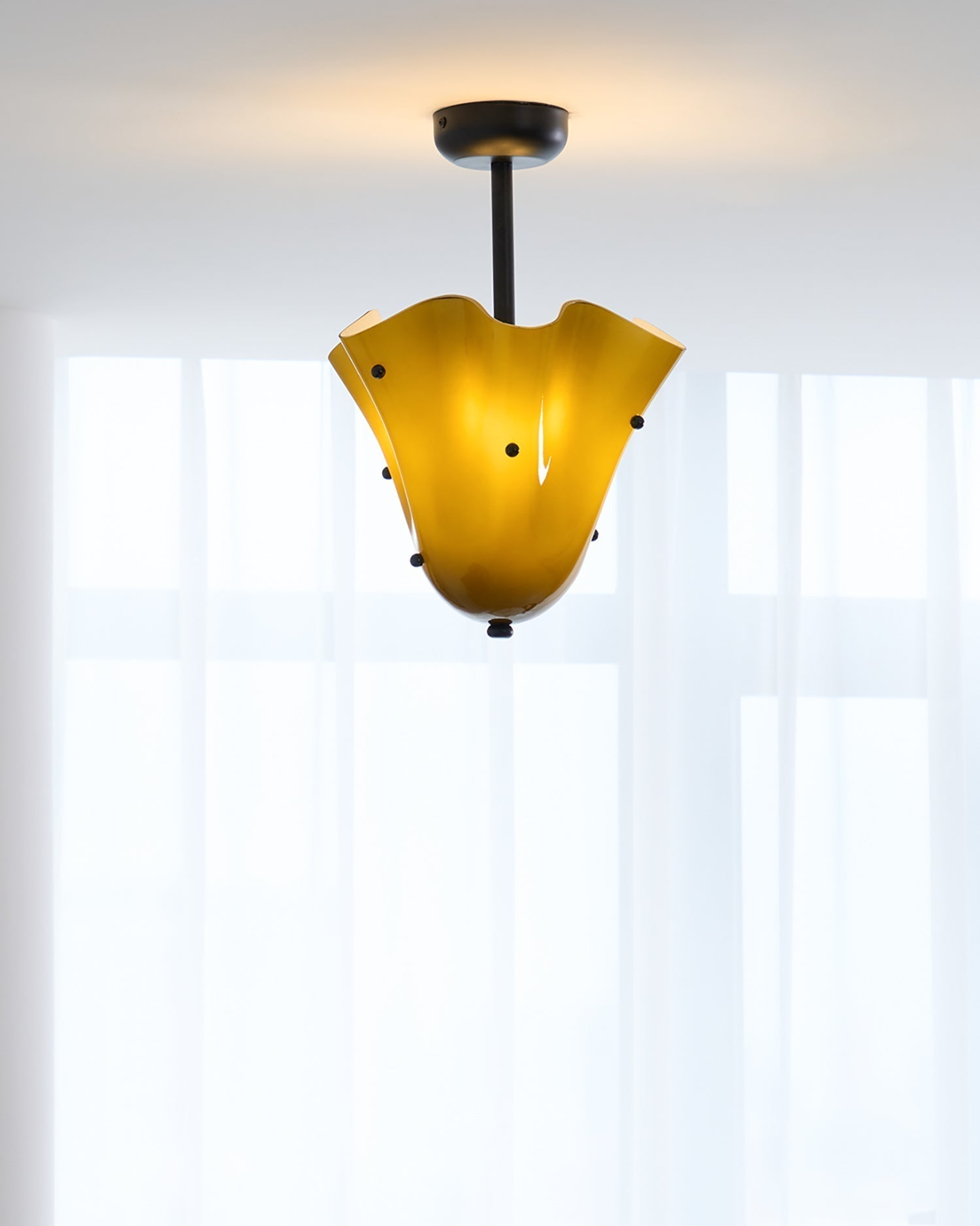 Plafonnier semi-encastré en verre d'art, douille G9