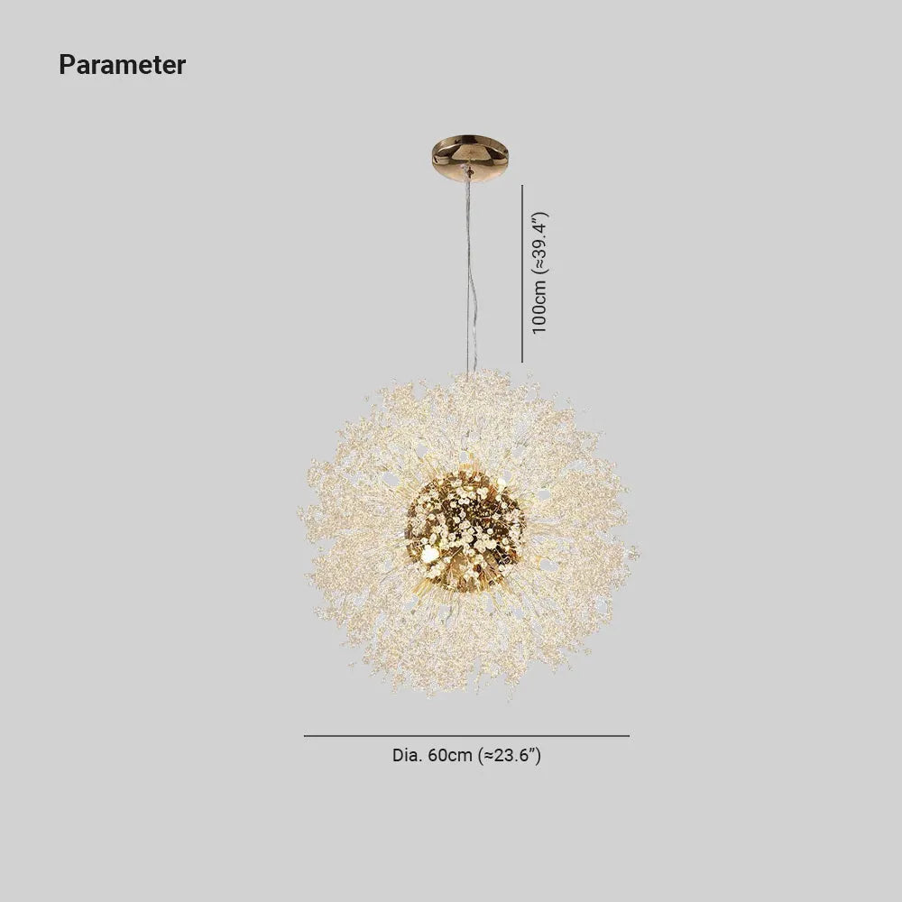 Elegante paardenbloem hanglamp in goud chroom