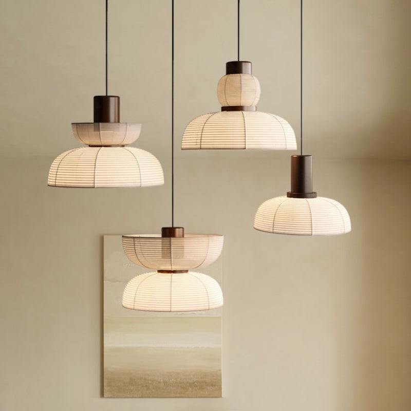 Suspension en papier et tissu avec lumière d’ambiance