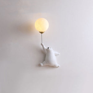 Bear Balloon Applique Murale Ours Ballon Moderne Animale. Blanc/Bleu/Rose. Salon - Neutralighting