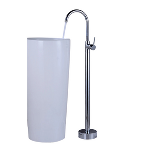 Antique Brass Floor Standing Bathtub Filler with Hand Shower Faucet