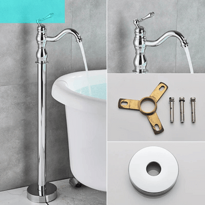 Antique Brass Floor Standing Bathtub Shower Faucet Single Handle Tap-Shower Faucet-Index Bath-Chrome-Index Bath