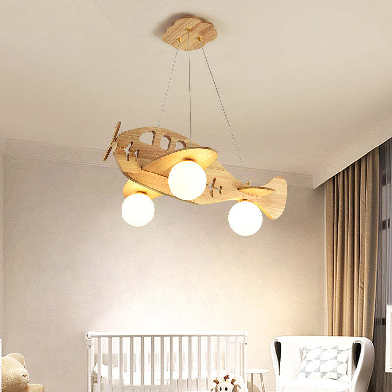 Suspension avion vintage en bois finition naturelle