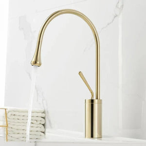 Basin Faucet Single Lever 360 Rotation Spout Modern Brass Mixer Tap-Basin Faucet-Index Bath-Brushed Gold-Short-Index Bath