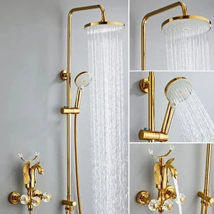 Bathroom Shower Faucet Set Swan Bathroom Rainfall Shower Mixer Tap-Shower Faucet-Index Bath-style 1 Gold-Index Bath