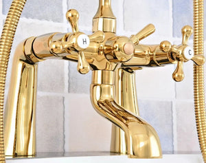 Bathtub Faucets Brass Deck Mount Swivel Tub Spout with Hand Shower-Shower Faucet-Index Bath-Index Bath