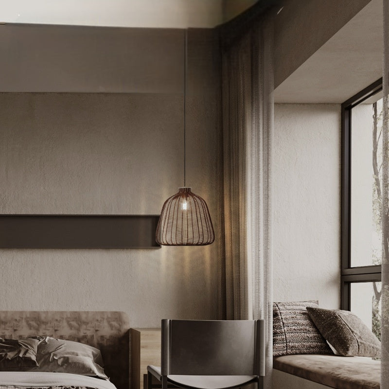 Suspension LED minimaliste en rotin pour une ambiance chaleureuse