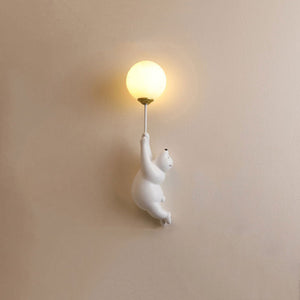 Bear Balloon Applique Murale Ours Ballon Moderne Animale. Blanc/Bleu/Rose. Salon - Neutralighting