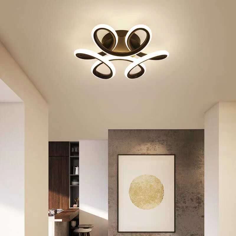 Florale Metall-Deckenleuchte LED zweifarbig schwarz weiß Flur