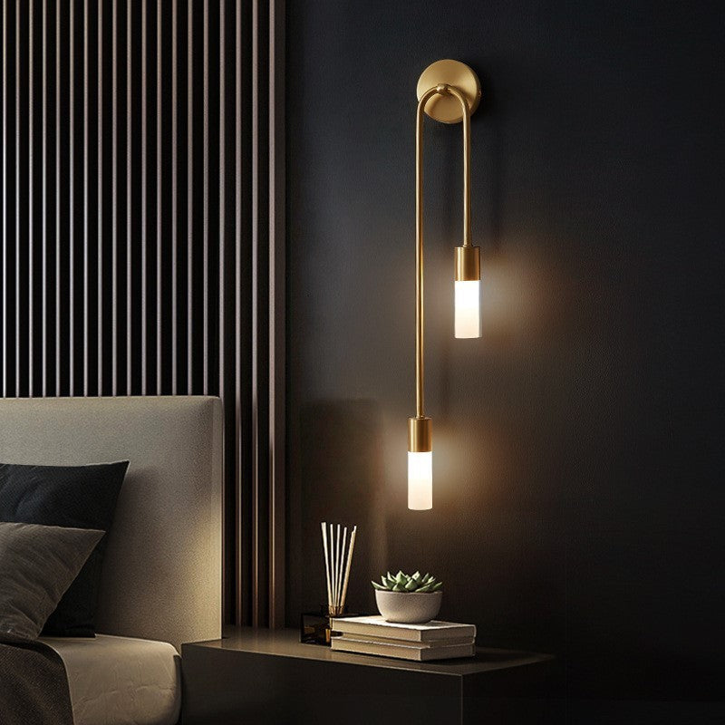 Paire d'appliques murales modernes dorées pour chevet avec LED