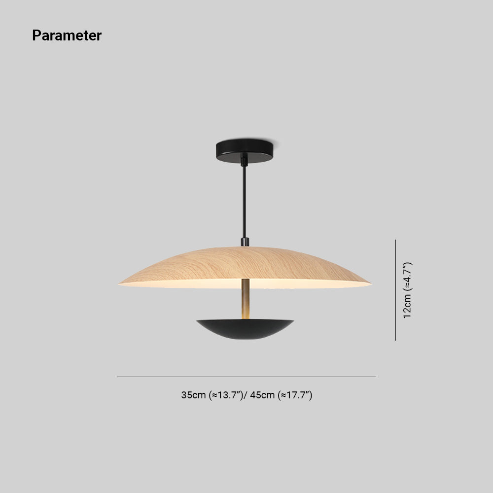 Suspension frisbee LED nordique avec finition bois