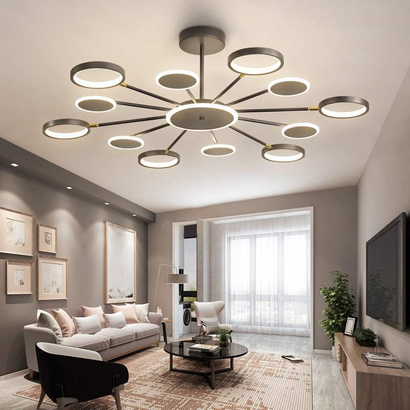Lustre LED géométrique noir dimmable