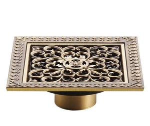 Bath Drains - Elegant Antique Brass Bathroom Shower Floor Grate Drain