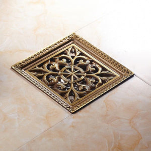 Bath Drains - Elegant Antique Brass Bathroom Shower Floor Grate Drain