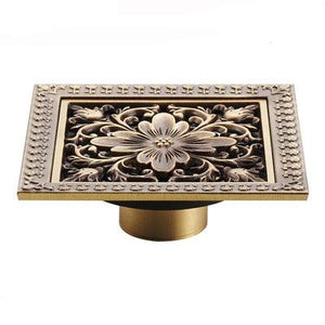 Index Bath 4" Elegant Antique Brass Bathroom Shower Floor Grate Drain-Bath Drains-Index Bath