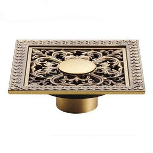 Index Bath 4" Elegant Antique Brass Bathroom Shower Floor Grate Drain-Bath Drains-Index Bath