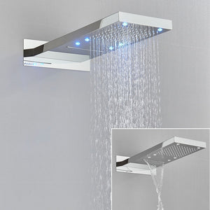 LED Rain Waterfall Three Colors Change Wall Mounted Showerhead-Rain Shower Heads-Index Bath