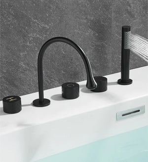Luxury Brass Deck Mounted 5 Hole Bathtub Basin Faucet Mixer Water Tap
