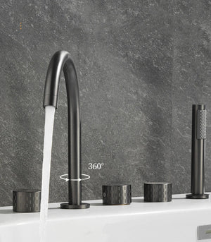 Luxury Brass Deck Mounted 5 Hole Bathtub Basin Faucet Mixer Water Tap