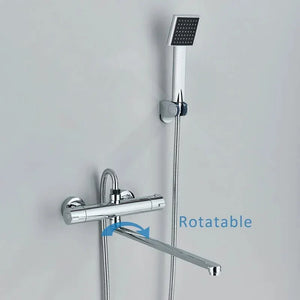 Wall Mounted Bath Faucet Long Spout Bathtub Mixer Faucet With Handheld-Shower Faucet-Index Bath-long spout full set-Index Bath
