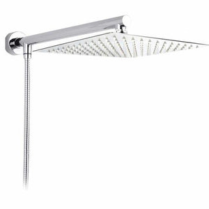 Rain Shower Heads - Wall Mounted Rainfall Ultrathin Showerhead With Shower Arm And Hose