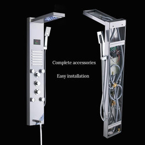 Shower Faucet - Waterfall Shower Panel Faucet LED Light Body Massage Jets