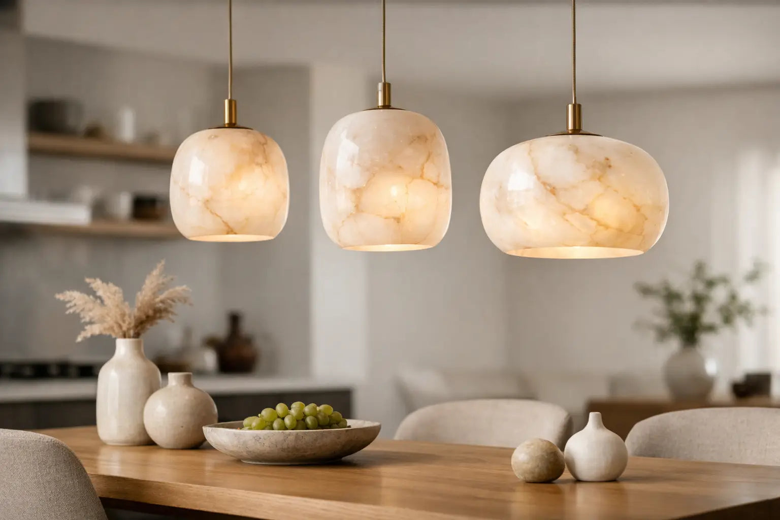 Luminaire albâtre salle à manger tendance