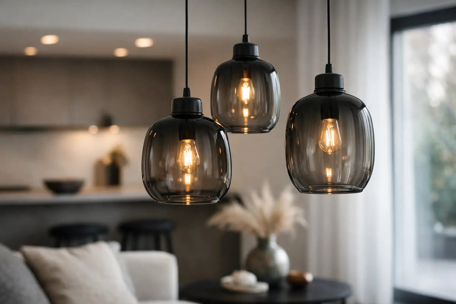 Suspension en verre fumé design chez soi