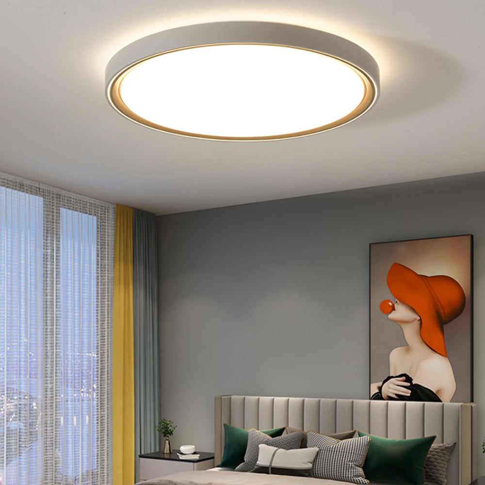 Lumière de plafond minimaliste ronde carrée en métal doré à montage affleurant