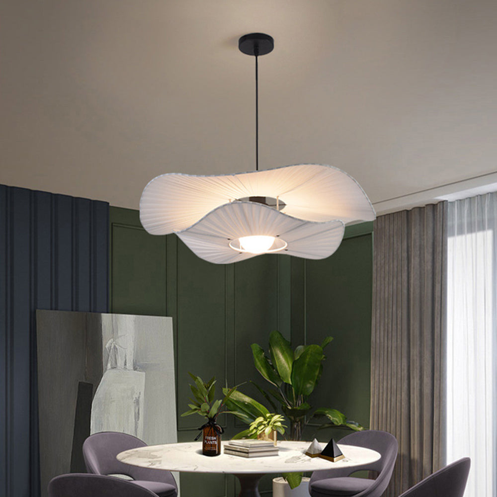 Suspension pendante nordique moderne en tissu et métal blanc