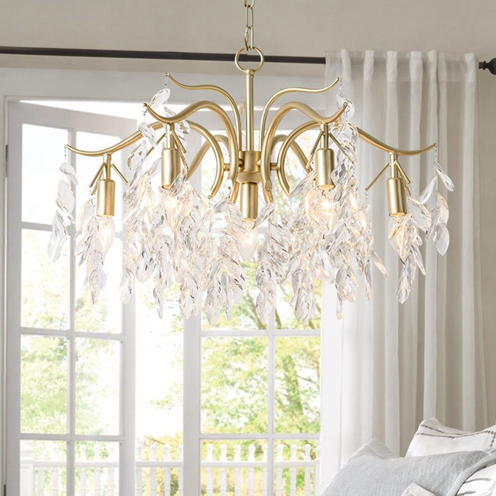 Lustre Wisteria Crystal Bloom pour salon avec éclairage dimmable