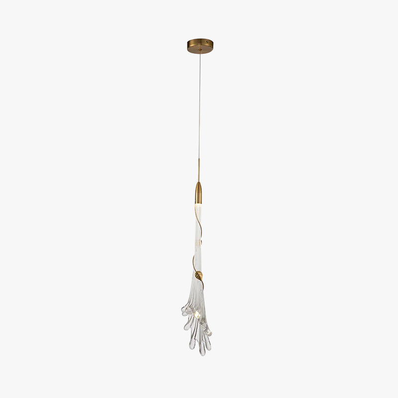 Suspension en verre et métal, effet fleur de cristal pour chambre