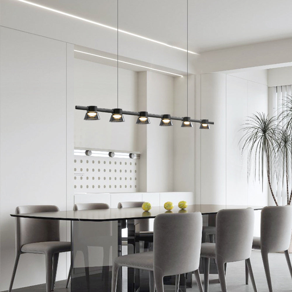 Suspension linéaire moderne en métal noir pour éclairage d’ambiance