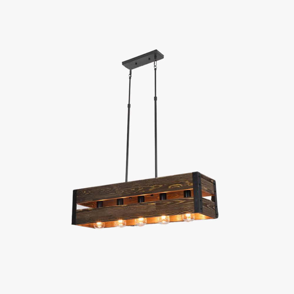 Suspension rectangulaire en bois et métal pour une ambiance rétro