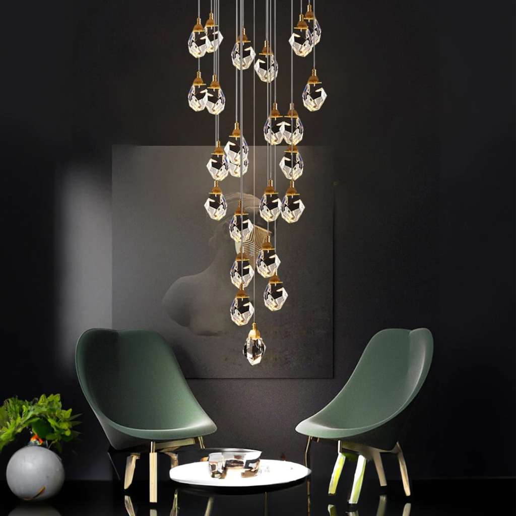 Suspension Boule Verre et Métal Luxe Finition Or