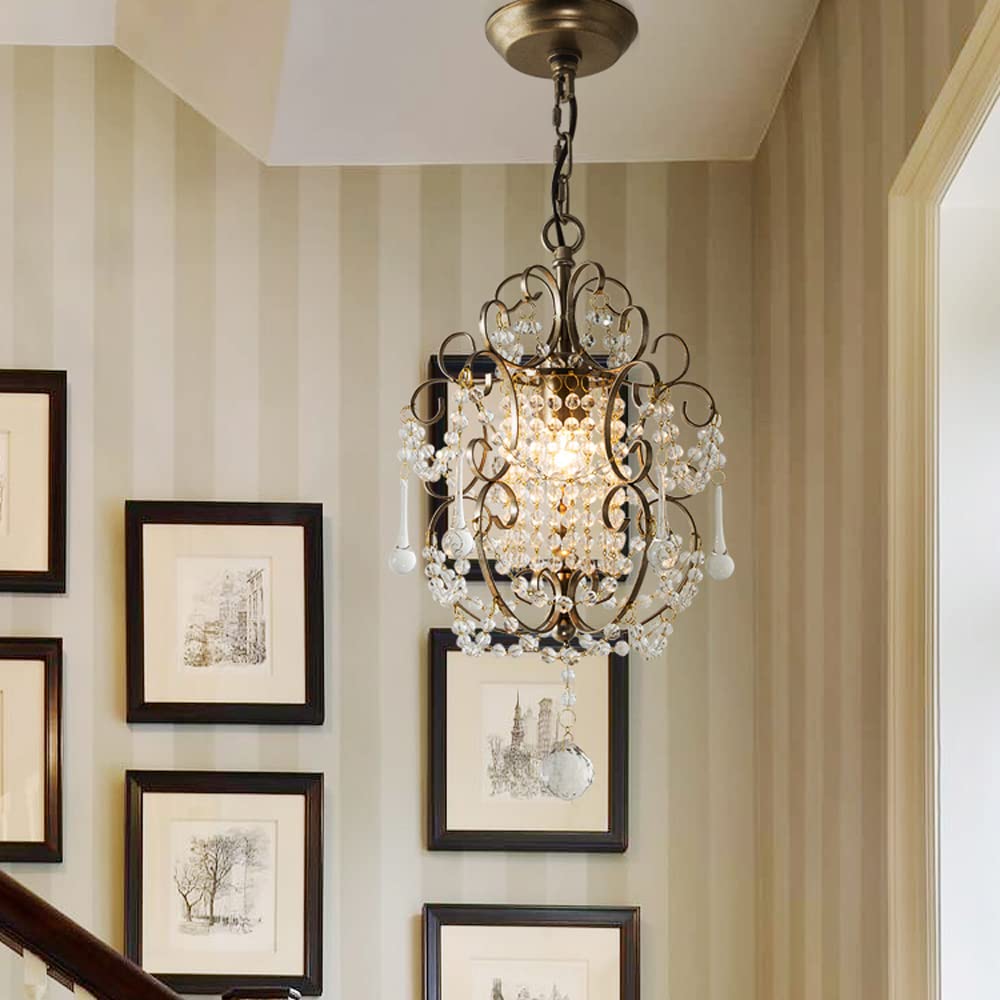 Suspension contemporaine en cristal et métal pour chambre
