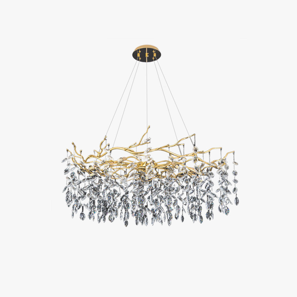 Lustre Aurora en verre et cristal doré pour salon