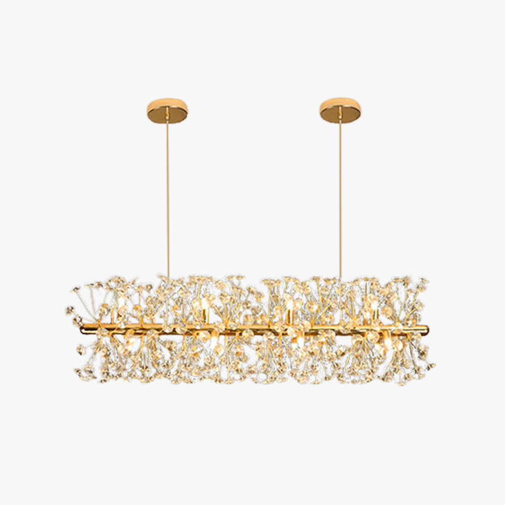 Gouden kristallen bloemenkroonluchter met metalen frame