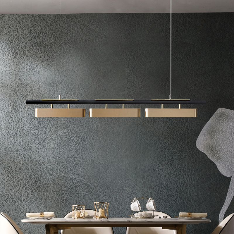Lustre rectangulaire minimaliste en laiton noir