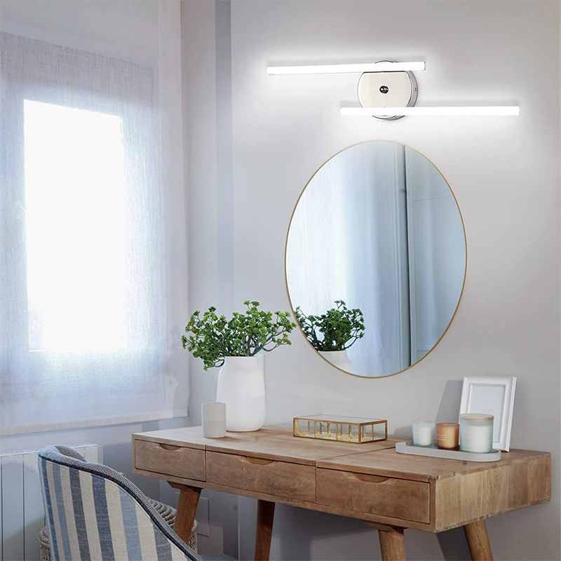 Applique murale LED bi-linéaire IP44 noire et argent pour coiffeuse