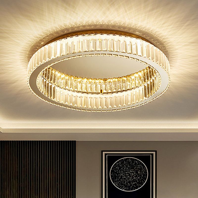 Plafonnier circulaire Aurora en cristal Art déco doré
