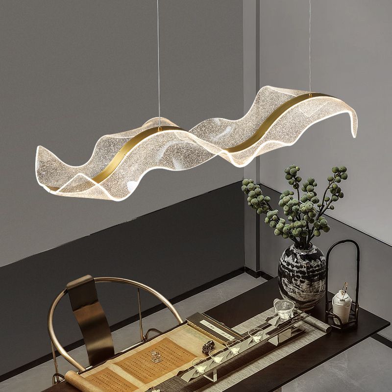 Yela Luminaires Suspensions Vague Moderne Métal/Acrylique Blanc/Doré Salon - Neutralighting