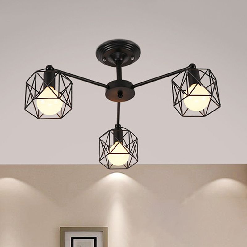 Plafonnier semi-encastré Onyx noir pour salon et chambre