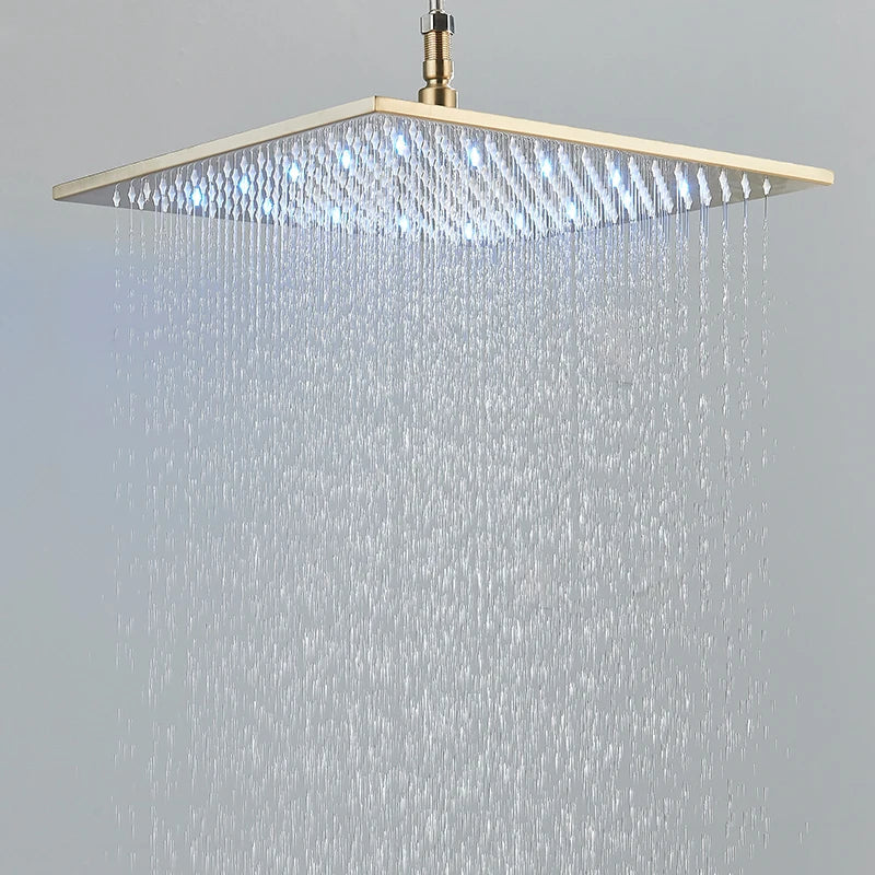 16" Square Stainless Steel Shower Head Colorful LED Rain Shower Light-Rain Shower Heads-Index Bath-Golden-Index Bath