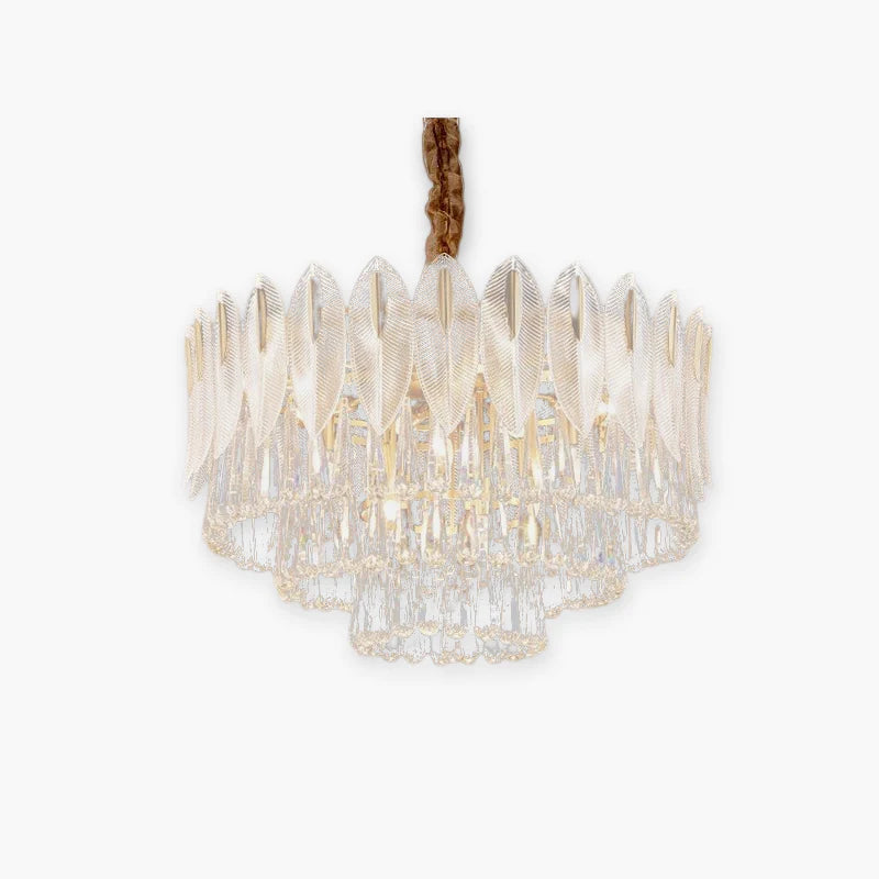 Lustre cristal plume étincelant pour salon