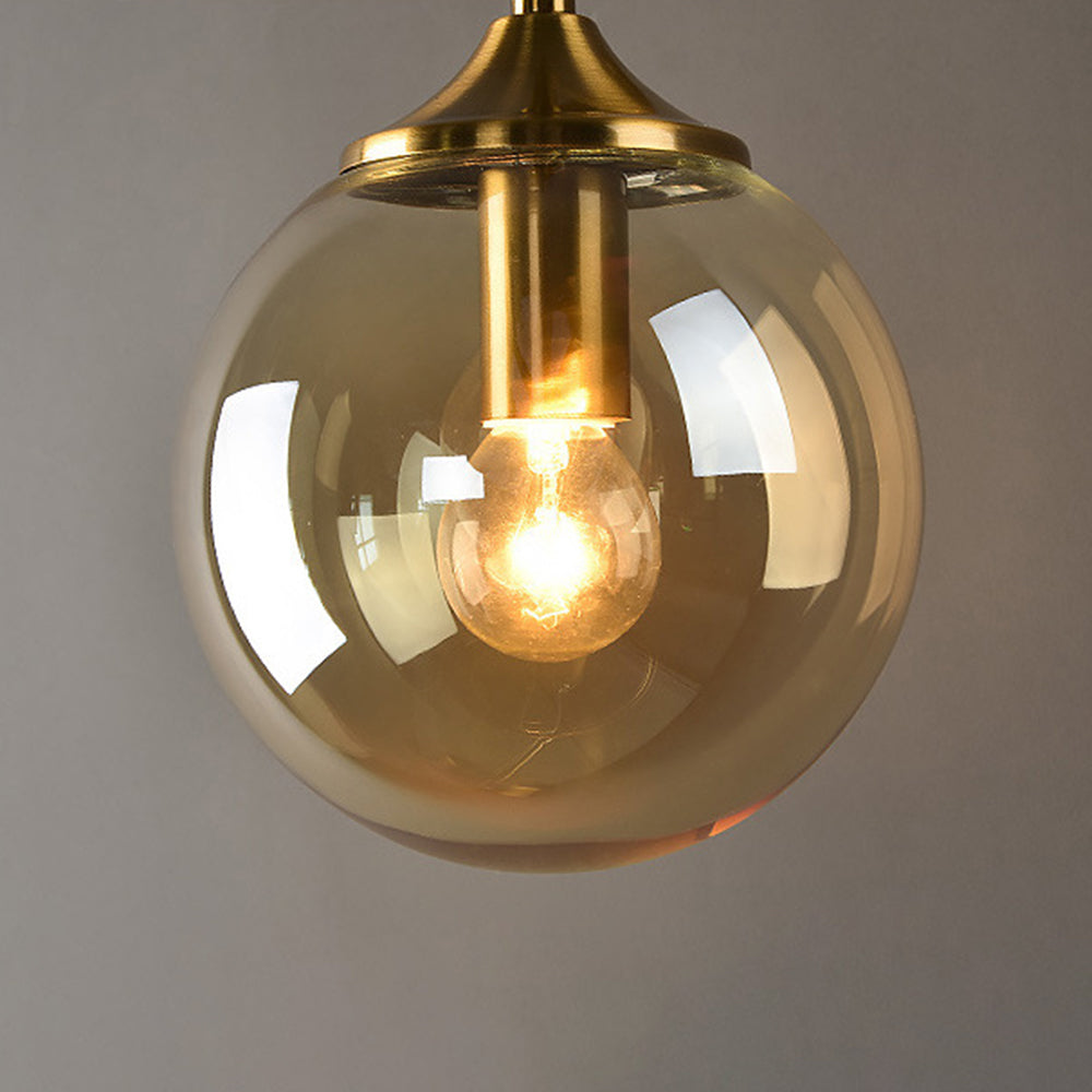 Applique murale globe moderne en métal et verre gris, ambre, clair, blanc